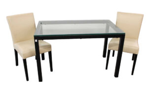  Lot 540 3pc modern glass top breakfast set (table with 2 chairs)