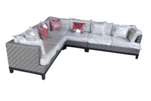  Lot 635 Brand NEW AE Camilla Collection Resin Wicker Sectional with Sunbrella Cushions and Pillows (this one is in original boxes for shipping or pickup, comes assembled)