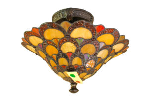  Lot 736 Tiffany style leaded glass multi color ceiling light fixture